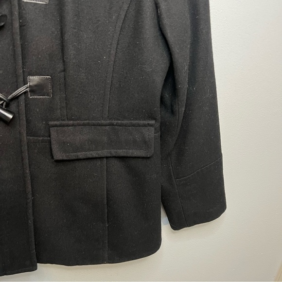 Croft&Barrow Coat Womens Sz L Black Wool Toggle Zip Collared Pockets Winter - Picture 4 of 11